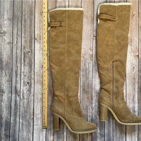 Free People Vegan Blake Heeled Tall Boots faux leather Sherpa shearling boho 41 - Picture 9 of 15